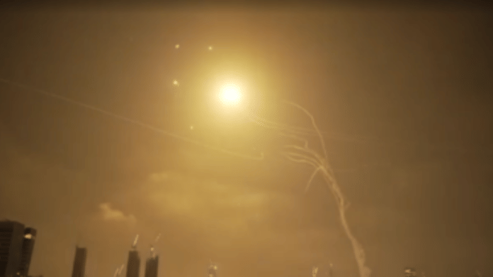 Israeli air defence systems intercepting Iranian ballistic missiles on 13 June, 2025 | Reuters