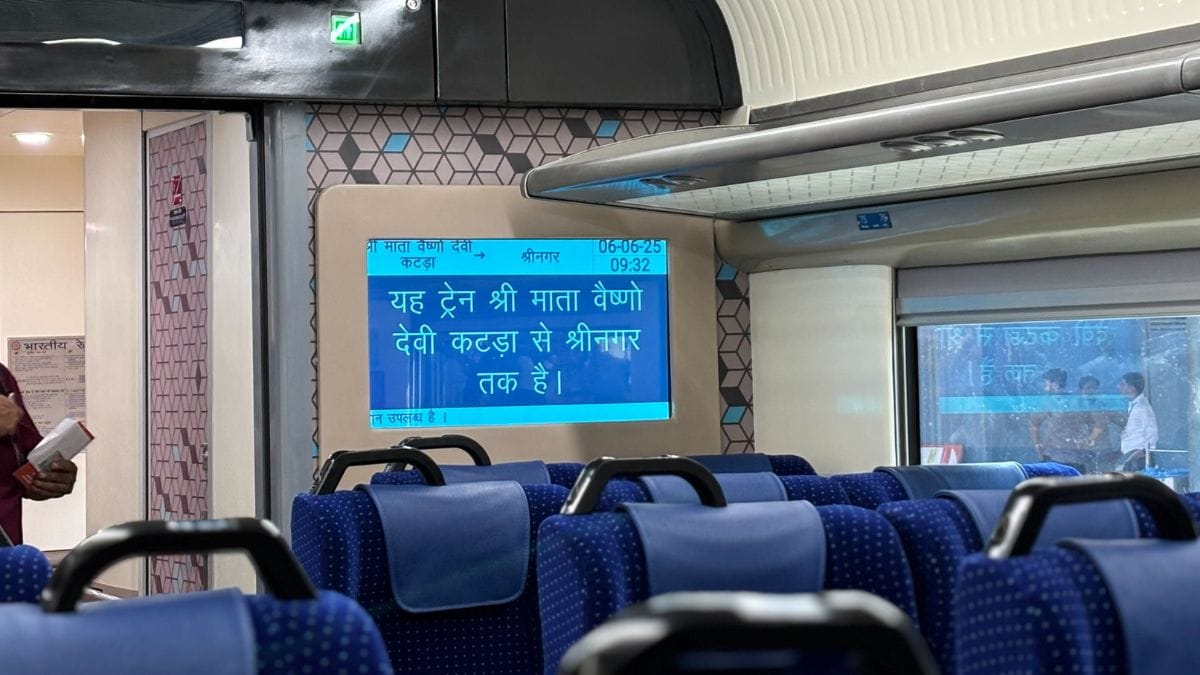 Inside the Vande Bharat Express connecting Jammu to Kashmir | Photo: Anisha Nehra, ThePrint