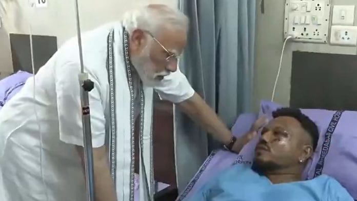PM Narendra Modi with Air India crash survivor Vishwash Kumar Ramesh | Photo: ANI