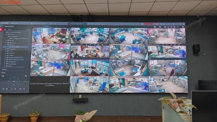 A dashboard at Patna's ABDM Control and Command Centre showing footage from Special Newborn Care Units at district hospitals. | Sumi Sukanya Dutta | ThePrint