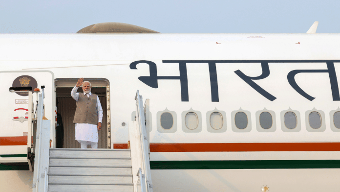 Prime Minister Narendra Modi emplanes for his visit to Cyprus, Canada and Croatia, in New Delhi on 15 June 2025. | PMO via PTI