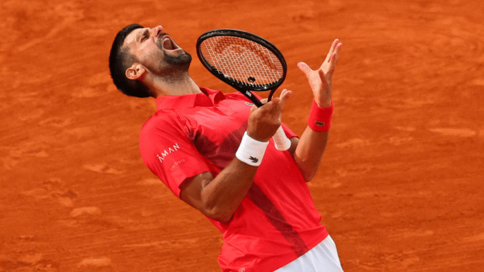 Serbia's Novak Djokovic reacts during his semi final match against Italy's Jannik Sinner, 6 June 2025 | Reuters