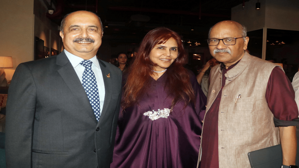 Air Chief Marshal V.R.Chaudhari (retd.) with Nisha Jamwal & ThePrint's Editor-in-Chief Shekhar Gupta before we began with Off The Cuff conversation at The Quorum, Mumbai