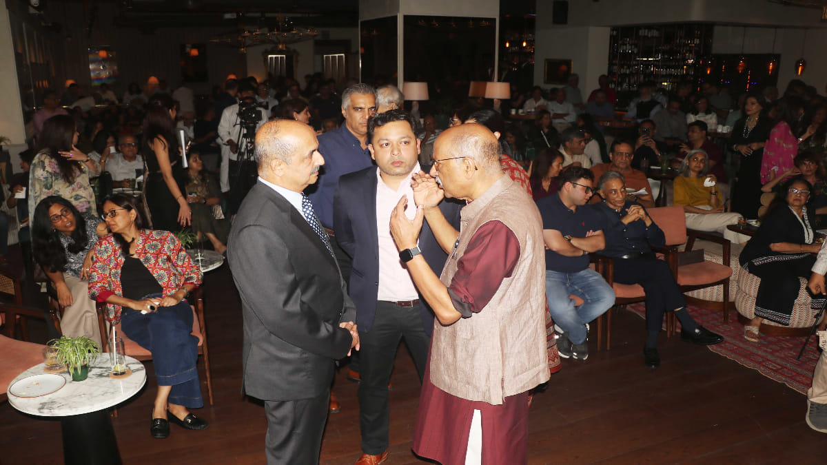 From left to right: Air Chief Marshal VR Chaudhari (Retd), former IAF chief with Deputy Editor Snehesh Alex Philip and ThePrint's Editor-in-Chief Shekhar Gupta before we began with Off The Cuff conversation at The Quorum, Mumbai