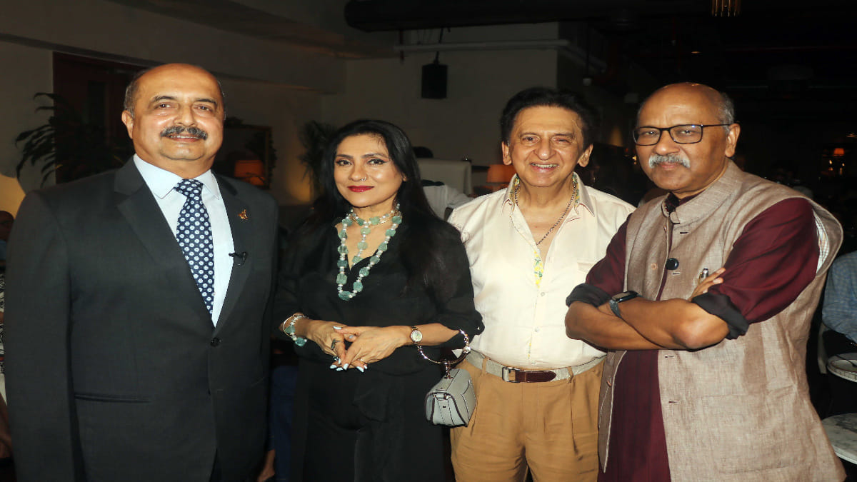From left to right: Air Chief Marshal VR Chaudhari (Retd), former IAF chief with Aarti Surendranath, Content Producer & Actress, Kailash Surendranath, Ad Professional & ThePrint's Editor-in-Chief Shekhar Gupta before we began with Off The Cuff conversation at The Quorum, Mumbai