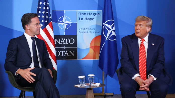 US President Donald Trump and NATO Secretary General Mark Rutte sit, at the NATO leaders summit in The Hague, Netherlands June 25, 2025 | Reuters