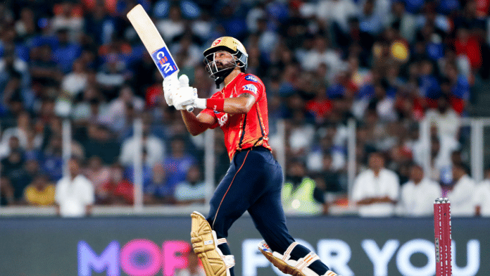 Punjab Kings' captain Shreyas Iyer plays a shot during the Qualifier 2 match against Mumbai Indians in Ahmedabad Sunday. | ANI
