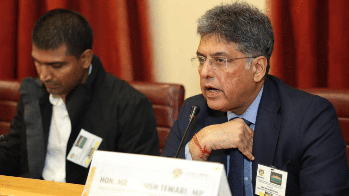 Congress MP Manish Tewari during his interaction in South Africa pertaining to Operation Sindoor | X/@ManishTewari