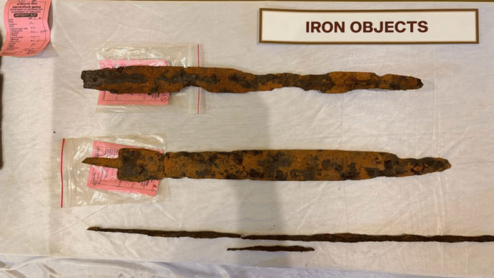 File photo of iron objects excavated from the Sivagalai dig, which could push back Tamil Nadu’s Iron Age timeline | Prabhakar Tamilarasu | ThePrint