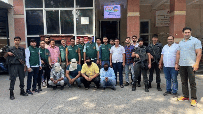 Delhi police personnel with four persons arrested last October in connection with drug bust | By special arrangement