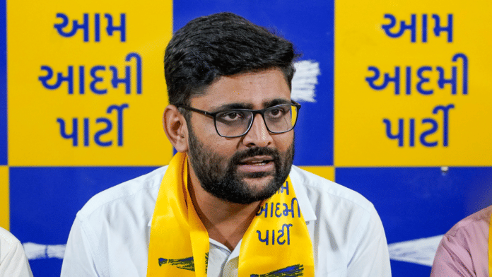 File photo of AAP leader Gopal Italia who won Visavadar seat| ANI