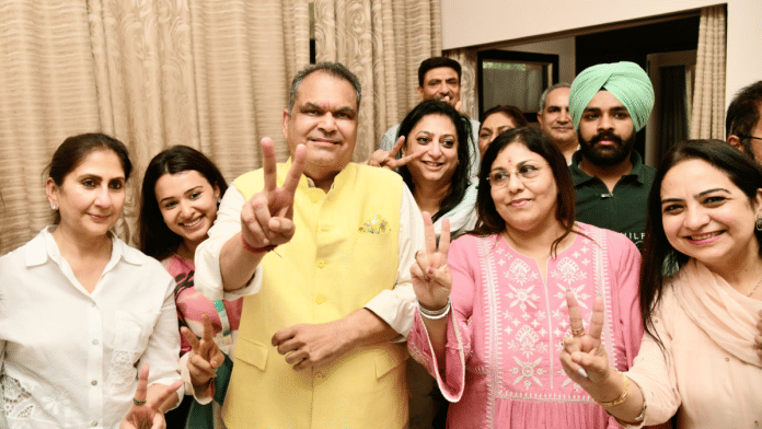 AAP's Sanjeev Arora is jubiliant after winning the Ludhiana West assembly bypoll on Monday | X/@AAPPunjab