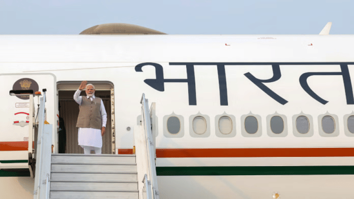 File photo of Prime Minister Narendra Modi before leaving for a foreign visit | Credit: PMO via PTI