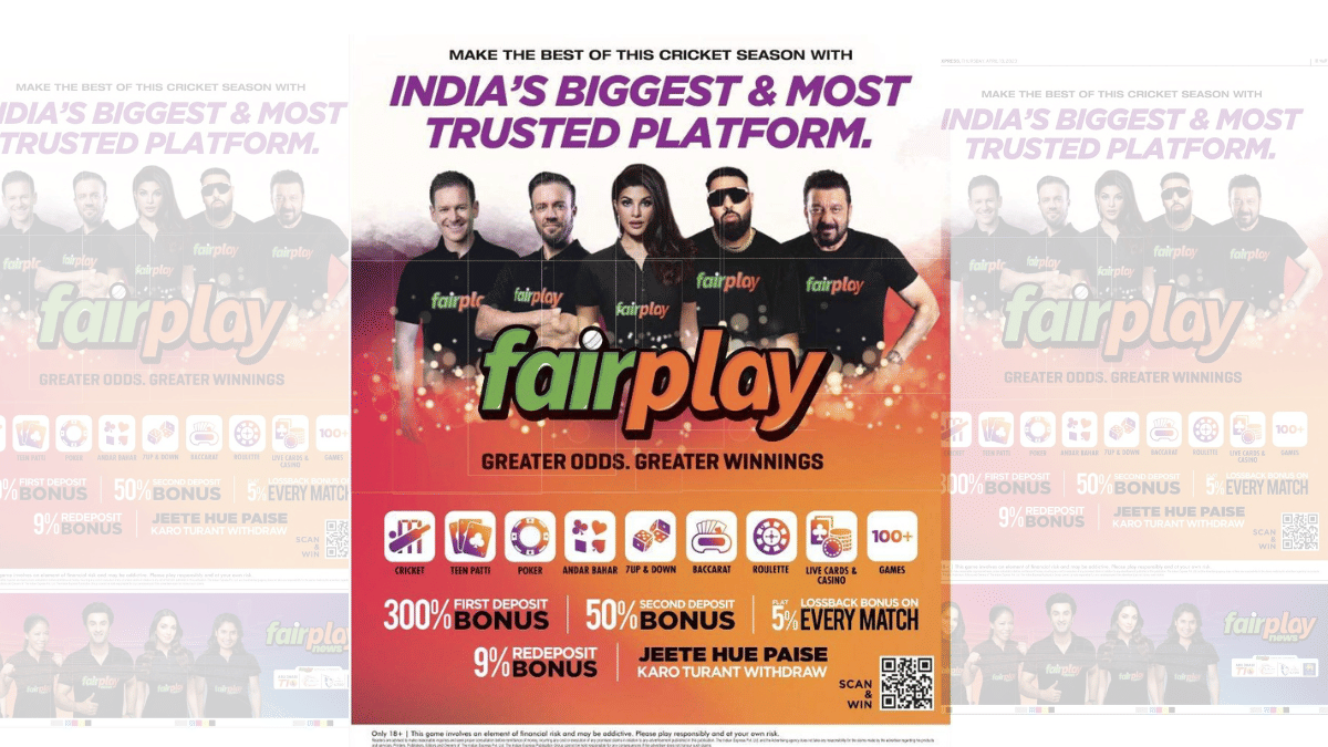 A jacket ad for a betting app in a leading daily 