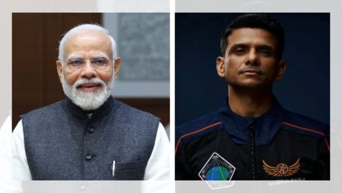 Narendra Modi and Shubhanshu Shukla | X