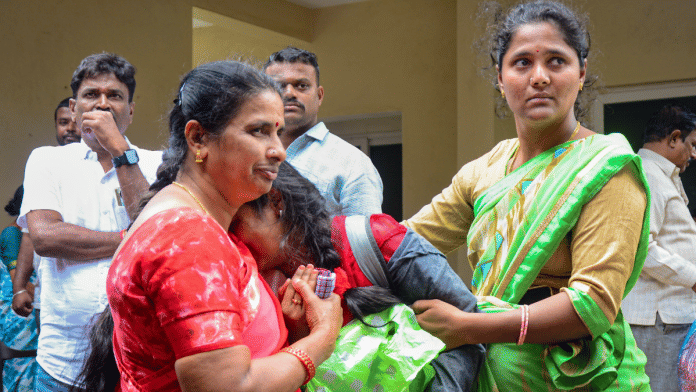 File photo of a family mourning the loss of Divyanshi, a victim of the Chinnaswamy stadium stampede, in Bengaluru | PTI