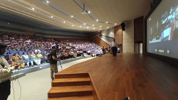 Students watching Axiom-4 lift-off live-stream at Vishveshwara Auditorium in Jawaharlal Nehru Planetarium, Bangalore | Ananthapathmanabhan | ThePrint