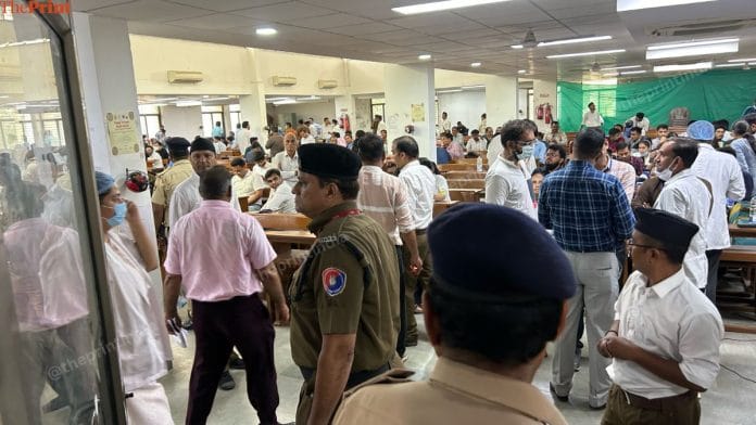 Family members wait anxiously for news at the B.J. Medical College. | Manasi Phadke | ThePrint