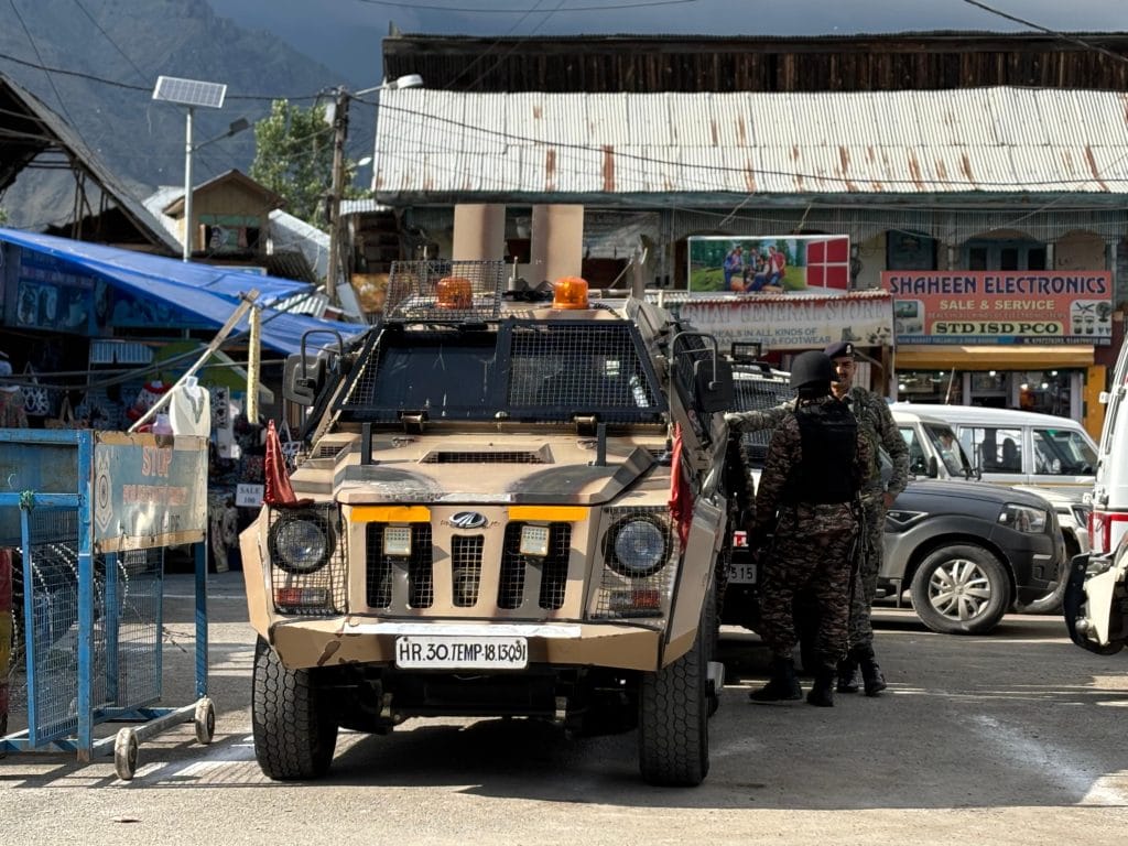 Army stationed outside Kheer Bhawani temple in Ganderbal on the eve of Kheer Bhawani mela. | Anisha Nehra | ThePrint