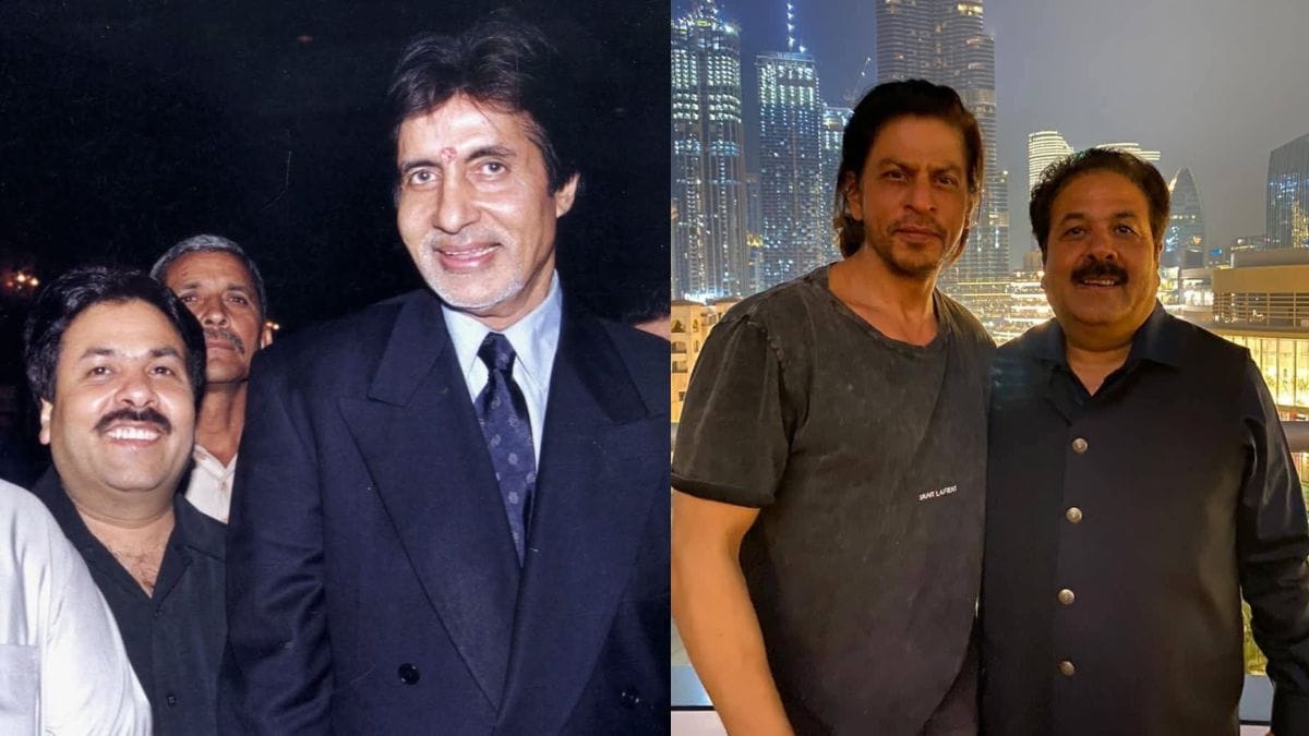 Rajeev Shukla is described as a man who moves easily between worlds—politics, business, cricket, and entertainment. Here he is photographed with Amitabh Bachchan (left) & Shah Rukh Khan | Photos via Facebook 