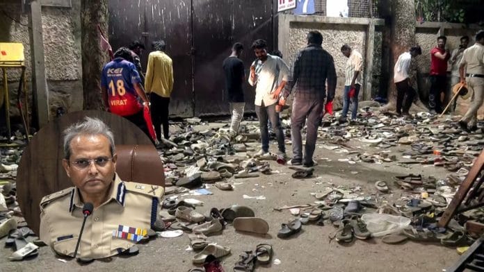 Bengaluru City Police Commissioner B. Dayananda (inset) & 4 other senior police officers from Karnataka have been suspended for dereliction of duty following the stampede outside Chinnaswamy Stadium in Bengaluru on 4 June | Photos: ANI
