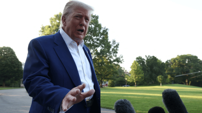 U.S. President Donald Trump speaks to media ahead of boarding Marine One to depart to attend the NATO Summit in The Hague, Netherlands, from the South Lawn at the White House in Washington, D.C., U.S., June 24, 2025 | Reuters
