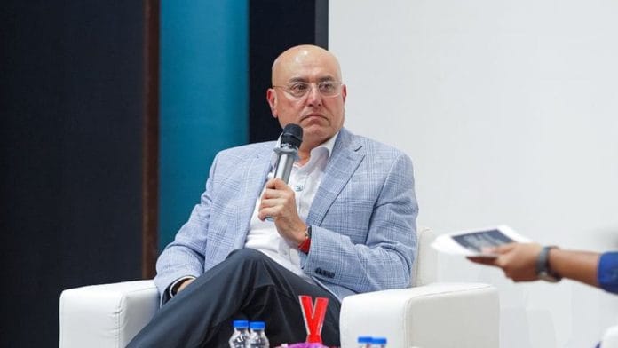 Hotmail founder Sabeer Bhatia at a TedX launch event in IIT Delhi, April 2025. His success is celebrated and criticised in equal measure; an irony that isn't lost on him | Photo via X/@sabeer
