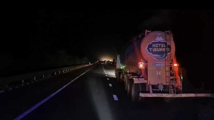 A vehicle headed down the Delhi-Mumbai Expressway | Shivangi Misra, ThePrint