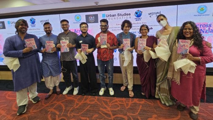 (L-R) Dhrubo Jyoti, Dhiren Borisa, Jatin Pawar, Arya, Neeraj Kumar, Saurav, Bhumika Saraswati, Vqueeram, Sanghapali at the launch of 'Across the Nala', 22 June