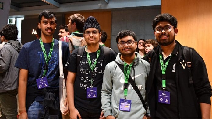 (From left) Susmit Roy, Simar Narula, Avik Das & Ritabrata Ghosh at Physics League Across Numerous Countries for Kick-ass Students (PLANCKS) 2025 | Photo courtesy: Ritabrata Ghosh