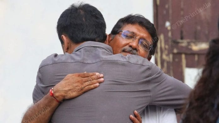 Nishith Soni, brother of Swapnil Soni who died in the Air India crash on 12 June, at the Thaltej crematorium in Ahmedabad | Praveen Jain | ThePrint