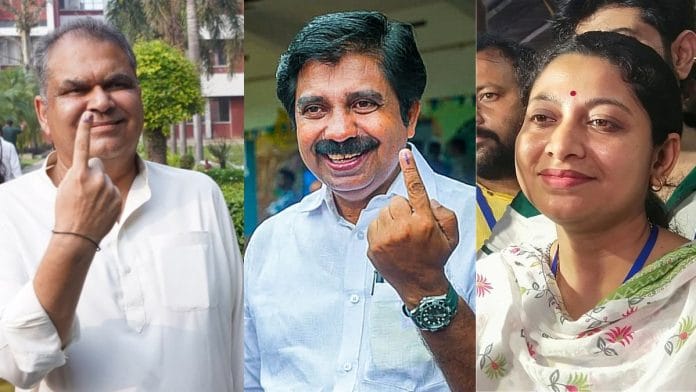 (From left) AAP's Sanjeev Arora, who won from Punjab's Ludhiana (West); Congress's Aryadan Shoukath, who won from Kerala's Nilambur constituency; and TMC's Alifa Ahmed, who won from West Bengal's Kaliganj seat | PTI