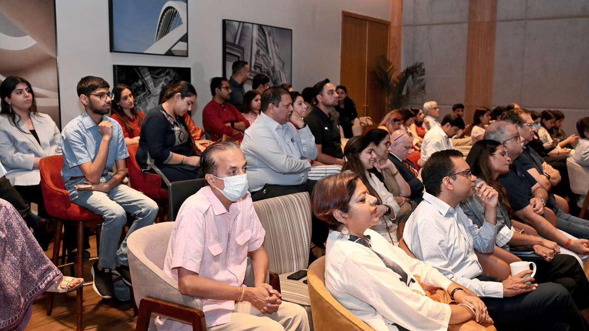 Bharath Reddy, Analyst at JP Morgan and Paroma Roy Chowdhury, Advisor (Outreach), Ashoka University in the audience | ThePrint