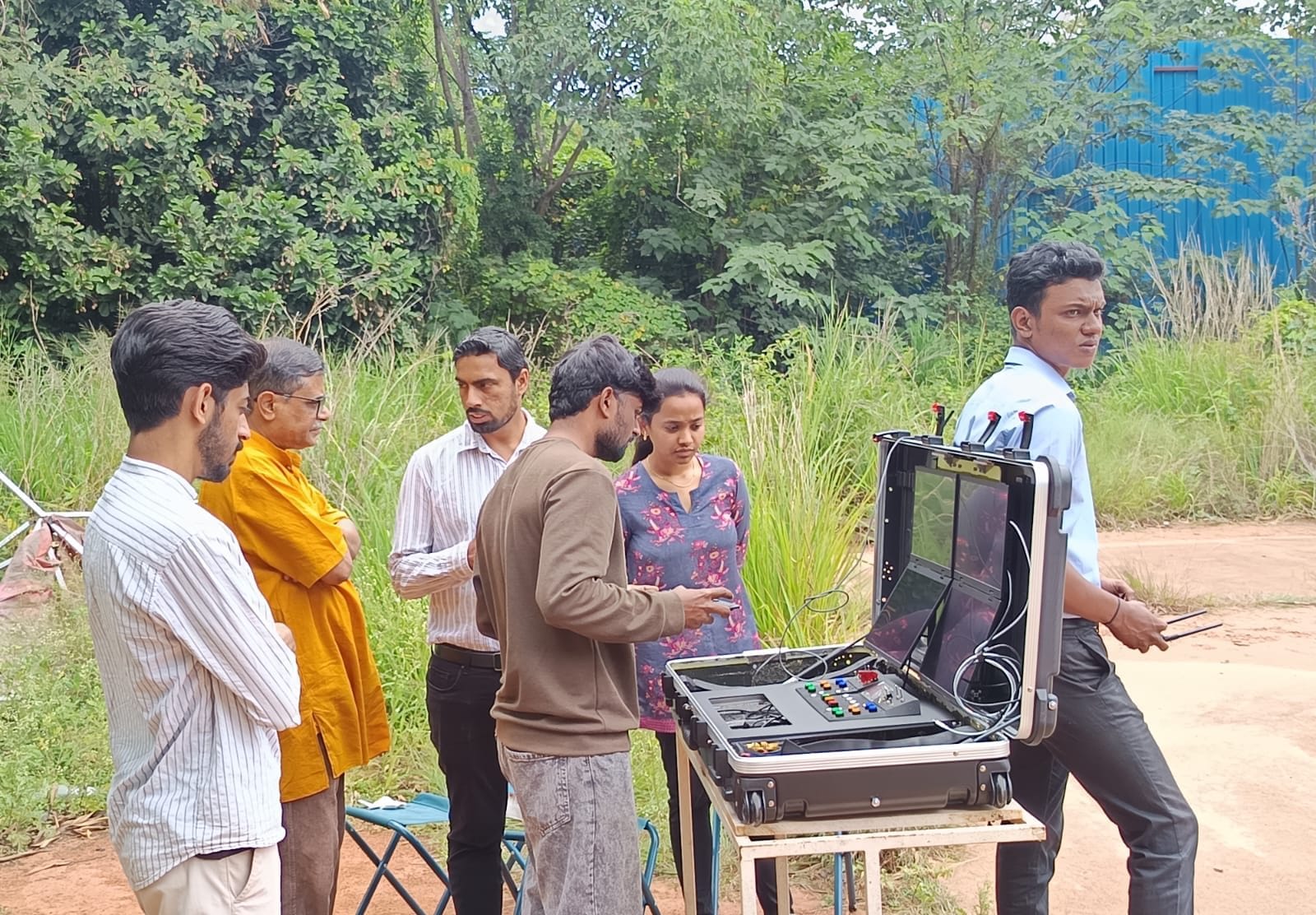 Team AlgoBotix to testing their drone console at the testing ground at IISc