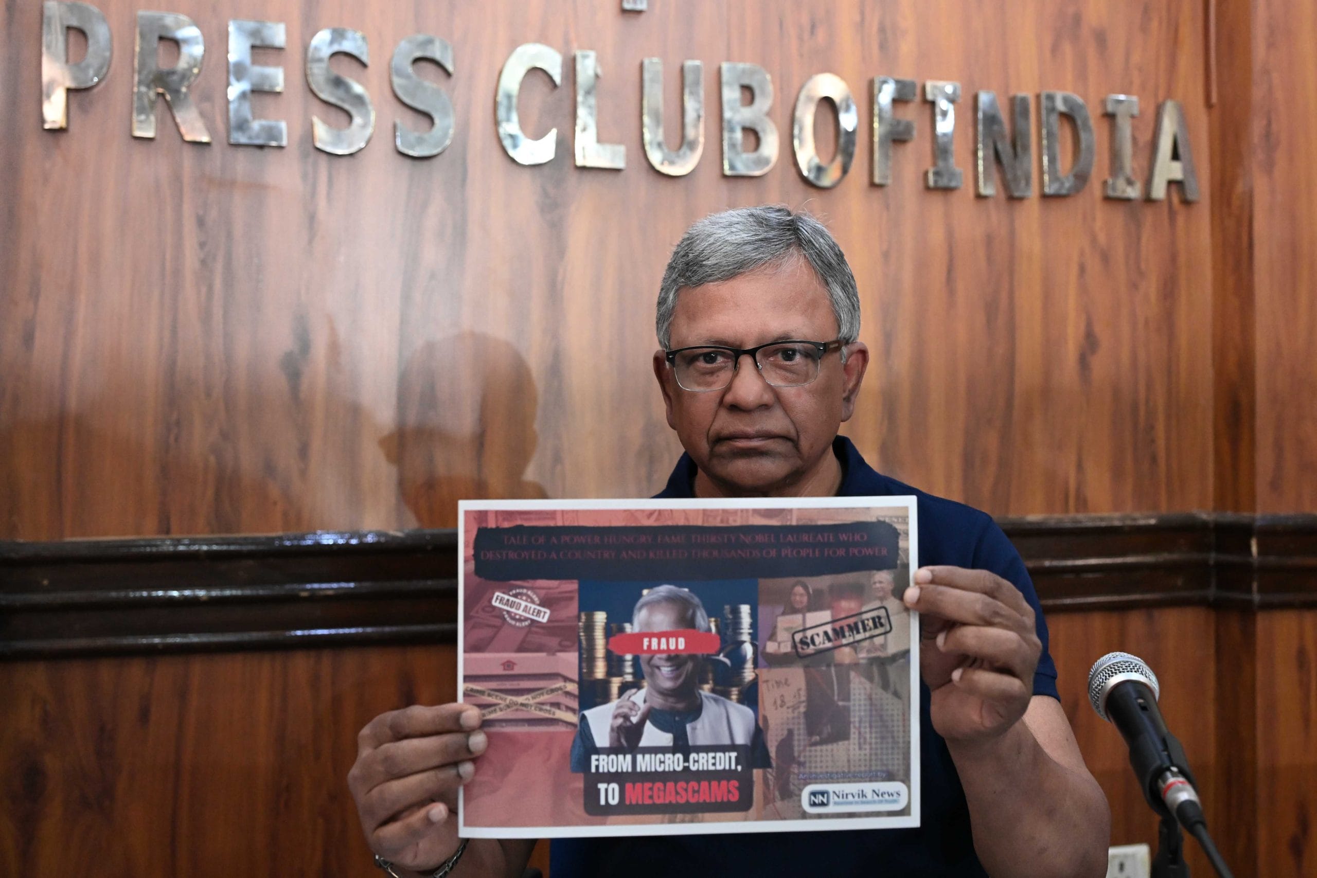 Muhammad Ali Siddiqui, US-based secretary general of Bangladesh Human Rights Watch (BHRW), addressing a press conference at the Press Club of India in New Delhi | Suraj Singh Bisht
