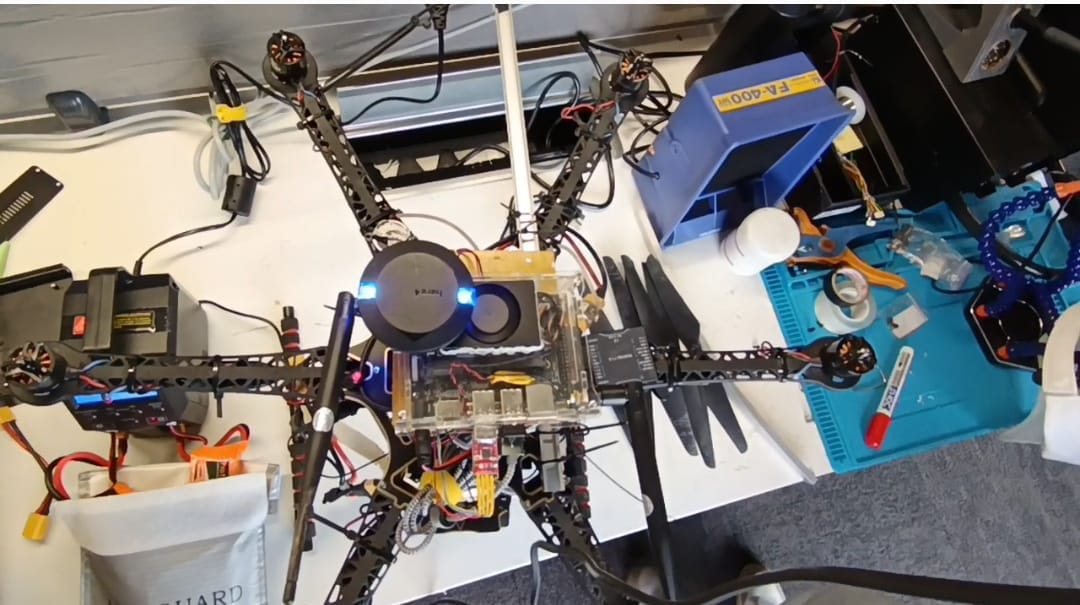 Operating system console mounted on a drone at VYOM OS