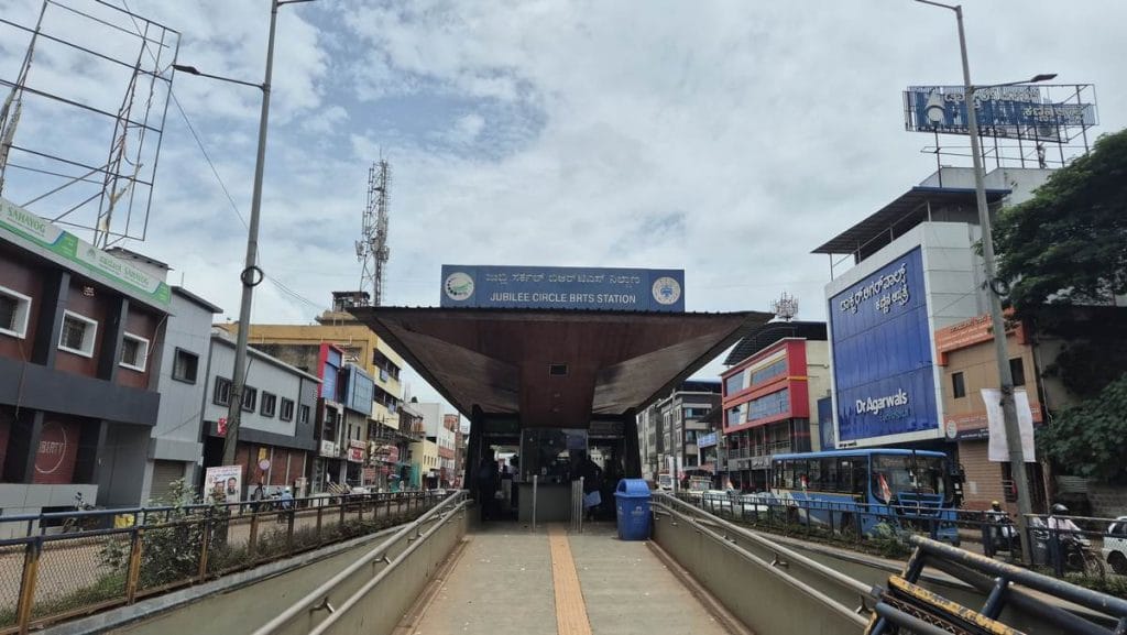 A BRTS station in Dharwad City