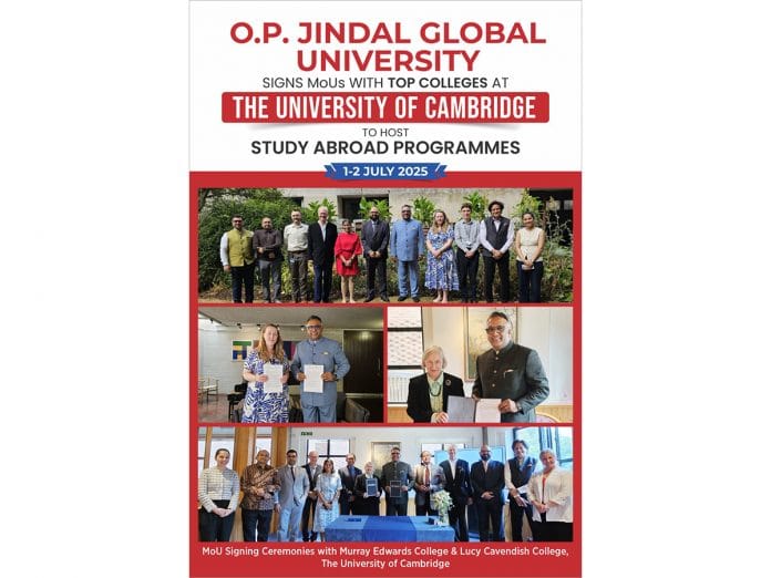 O.P. Jindal Global University Signs MoUs with Colleges at University of Cambridge for Law & Fintech Programmes