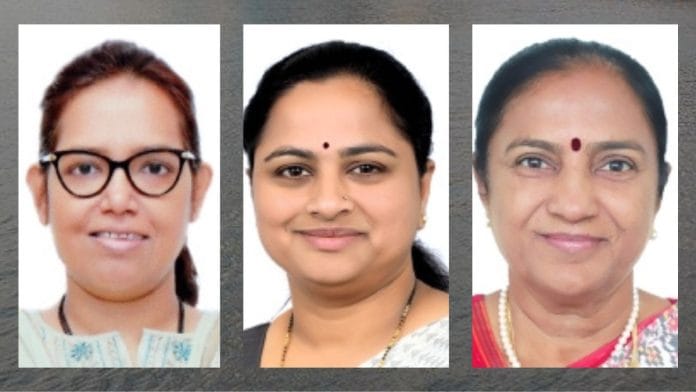 Congress MPs Varsha Gaikwad, Pratibha Dhanorkar and Shobha Bachhav | Courtesy: sansad.in