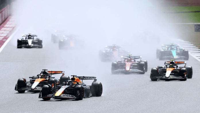 Scene from British Grand Prix. Lando Norris became the 13th home winner as he triumphed at Silverstone | Reuters/Andrew Boyers TPX IM