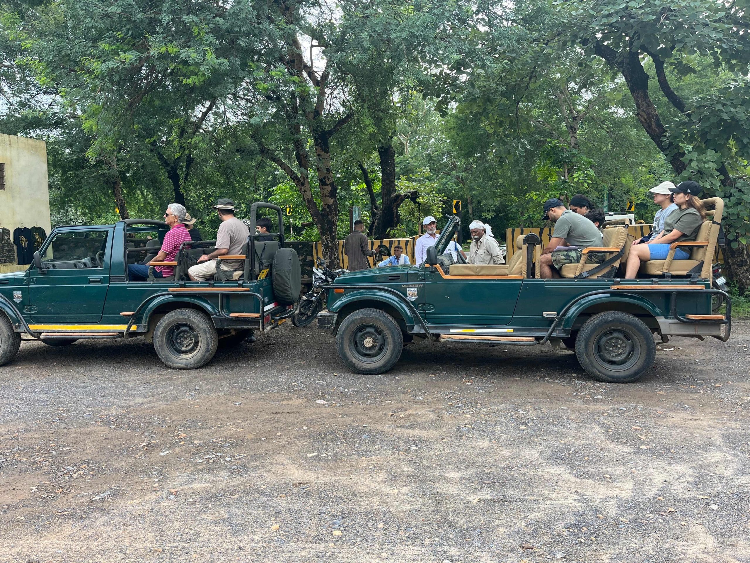 Jeeps lined up outside the park’s Zone 6