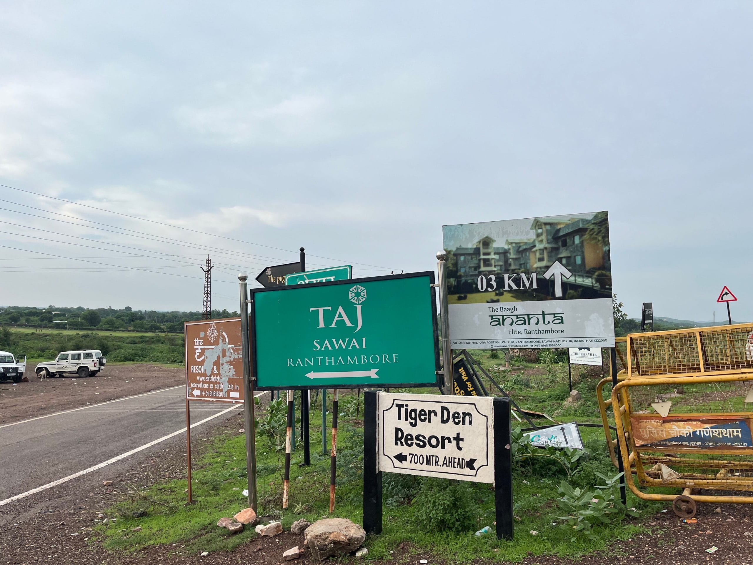 Hoardings of various hotels adjacent to the national park