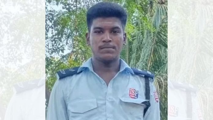 B, Ajith Kumar was a security guard at Madapuram Bathrakaliamman Temple in Sivaganga. | Photo: By Special Arrangement