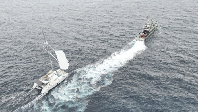 India Coast Guard ship Rajveer braved raging winds & rough seas to save US yacht Sea Angel near Indira Point, Andaman and Nicobar Islands. | X\@IndiaCoastGuard