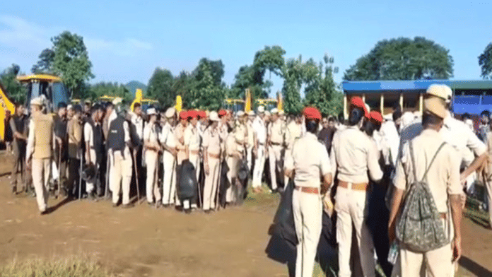 JCB machines and heavy police security deployed for eviction drive in Assam's Dhubri. | ANI
