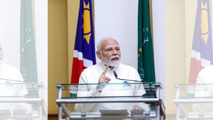 Prime Minister Narendra Modi addresses the Joint session of the Namibian Parliament in Windhoek | DPR PMO/ANI Photo