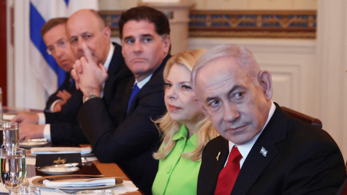 Israeli Prime Minister Benjamin Netanyahu looks on during a bilateral dinner with U.S. President Donald Trump (not pictured), at the White House on 7 July 2025. | Kevin Lamarque | Reuters