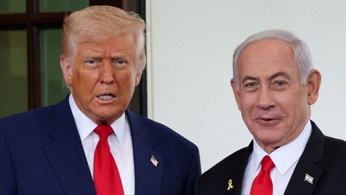 U.S. President Donald Trump welcomes Israeli Prime Minister Benjamin Netanyahu at the entrance of the White House on 7 April 2025. | File Photo | Leah Millis | Reuters