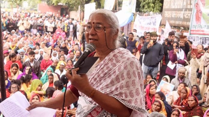 Medha Patkar at a protest at Jantar Mantar in New Delhi in 2023 | Photo: ANI