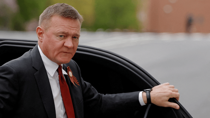 Former Russian Minister of Transport Roman Starovoit arrives at a meeting in Moscow, Russia, on 7 May 2025. | File Photo | Maxim Shemetov | Reuters